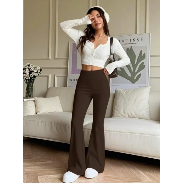 Kadın Yüksek Bel Ispanyol Paçalı Pantolon Tayt