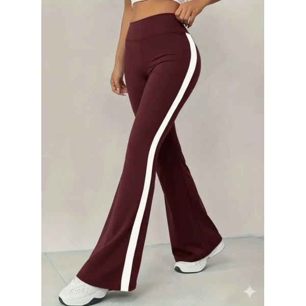 Kadın Yüksek Bel İspanyol Paçalı Yanlardan şerit Detaylı Dalgıç Tayt Pantolon