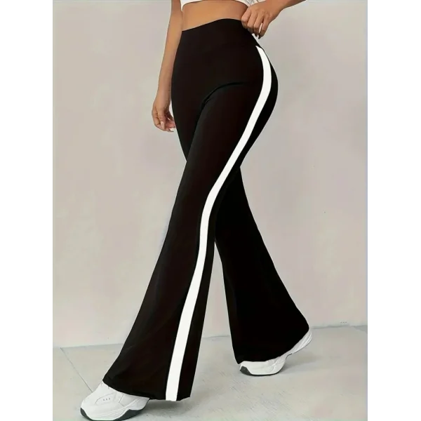Kadın Yüksek Bel İspanyol Paçalı Yanlardan şerit Detaylı Dalgıç Tayt Pantolon