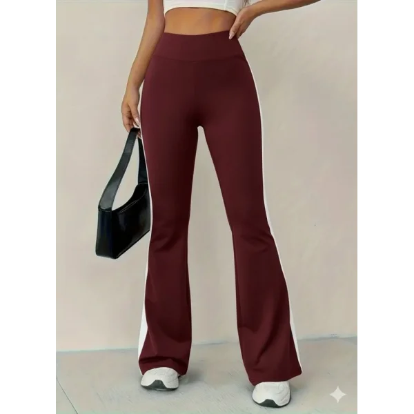 Kadın Yüksek Bel İspanyol Paçalı Yanlardan şerit Detaylı Dalgıç Tayt Pantolon