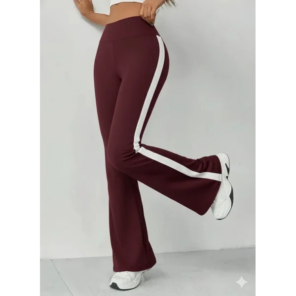 Kadın Yüksek Bel İspanyol Paçalı Yanlardan şerit Detaylı Dalgıç Tayt Pantolon