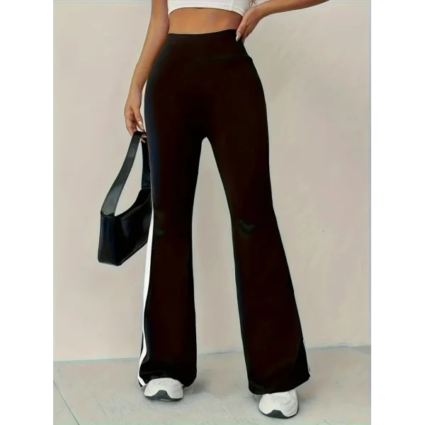 Kadın Yüksek Bel İspanyol Paçalı Yanlardan şerit Detaylı Dalgıç Tayt Pantolon