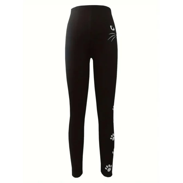 Kadın Yüksek Bel Kedi Baskılı Dalgıç Tayt