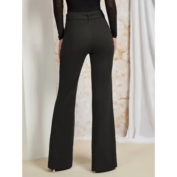 Kadın Yüksek Bel Kemerli Paçaya Doğru Genişleyen Ithal Krep Pantolon