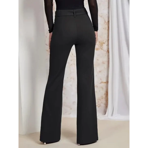 Kadın Yüksek Bel Kemerli Paçaya Doğru Genişleyen Ithal Krep Pantolon
