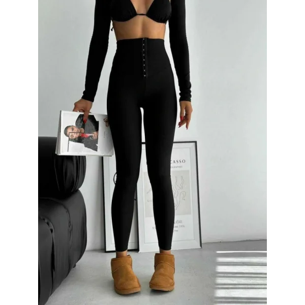 Kadın Yüksek Bel Korse Ve Kopça Detay çelik Toparlayıcı Tayt