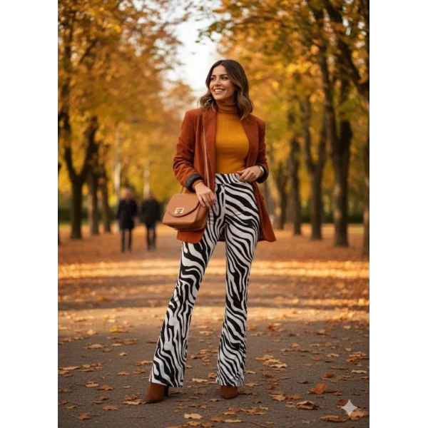 Kadın Yüksek Bel Krep Kumaş Bol Paça Pantolon