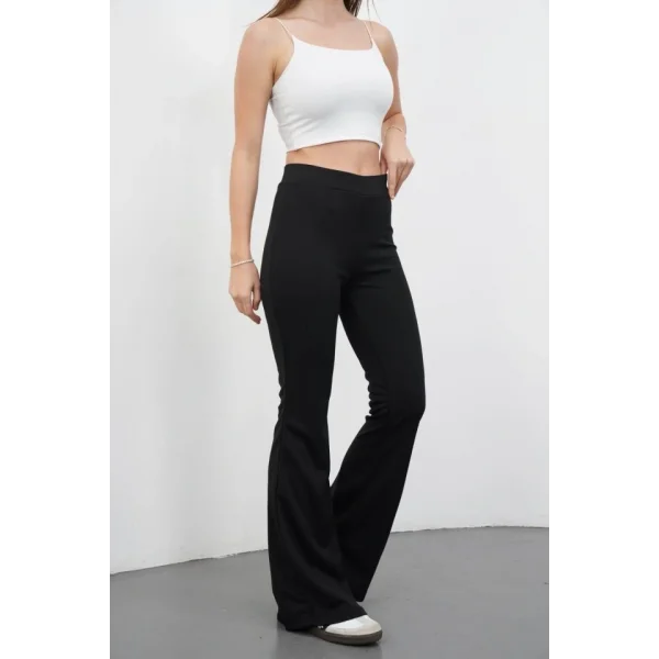 Kadın Yüksek Bel Krep Kumaş Bol Paça Pantolon