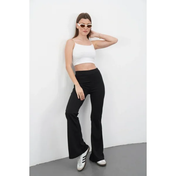 Kadın Yüksek Bel Krep Kumaş Bol Paça Pantolon