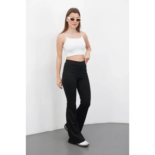 Kadın Yüksek Bel Krep Kumaş Bol Paça Pantolon