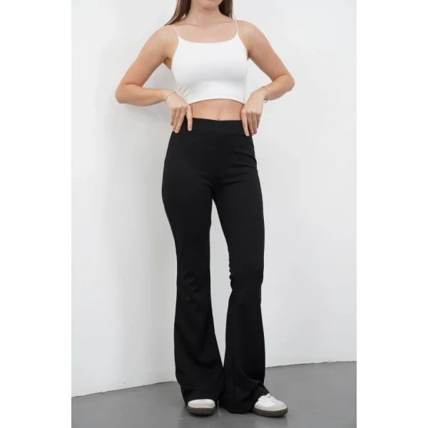 Kadın Yüksek Bel Krep Kumaş Bol Paça Pantolon