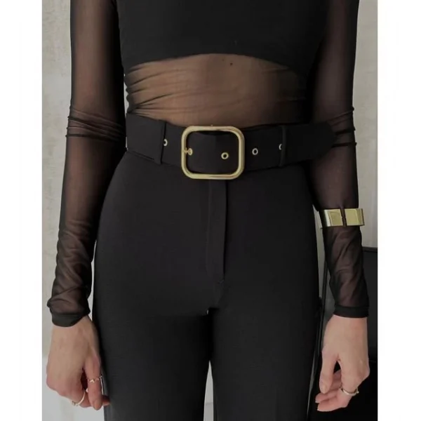 Kadın Yüksek Bel Krep Kumaş Full Likralı Ispanyol Paça Kemer Dahil Pantolon