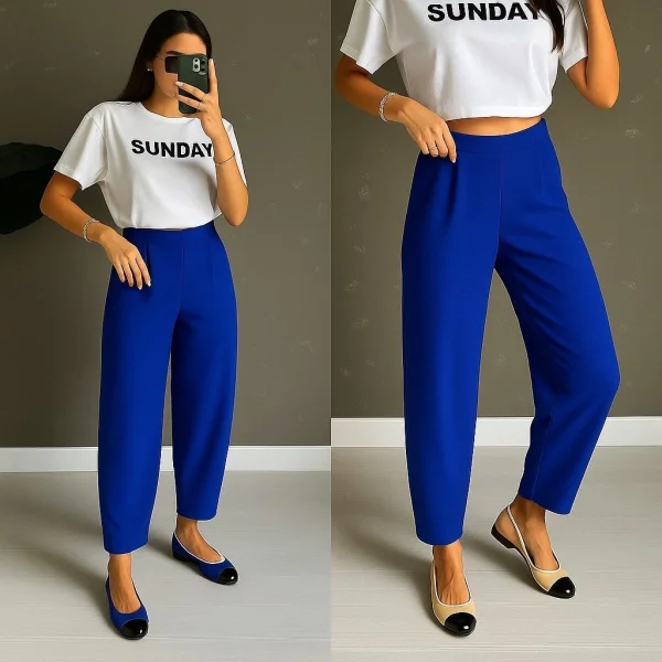 Kadın Yüksek Bel Krep Pantolon