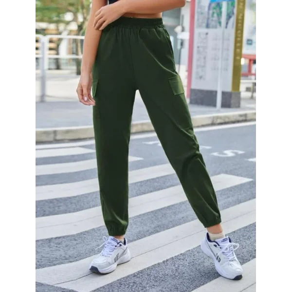 Kadın Yüksek Bel Lastik Ve Cep Detay Iki Iplik Kumaş Eşofman Altı