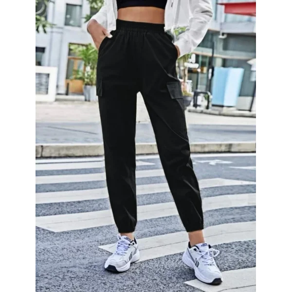 Kadın Yüksek Bel Lastik Ve Cep Detay Iki Iplik Kumaş Eşofman Altı