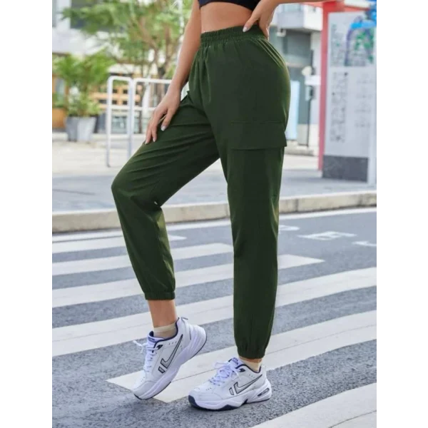 Kadın Yüksek Bel Lastik Ve Cep Detay Iki Iplik Kumaş Eşofman Altı