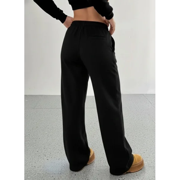 Kadın Yüksek Bel Lastikli Bağcıklı Geniş Kesim Dalgıç Pantolon
