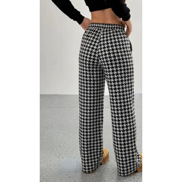 Kadın Yüksek Bel Lastikli Bağcıklı Geniş Kesim Kazayağı Dalgıç Pantolon