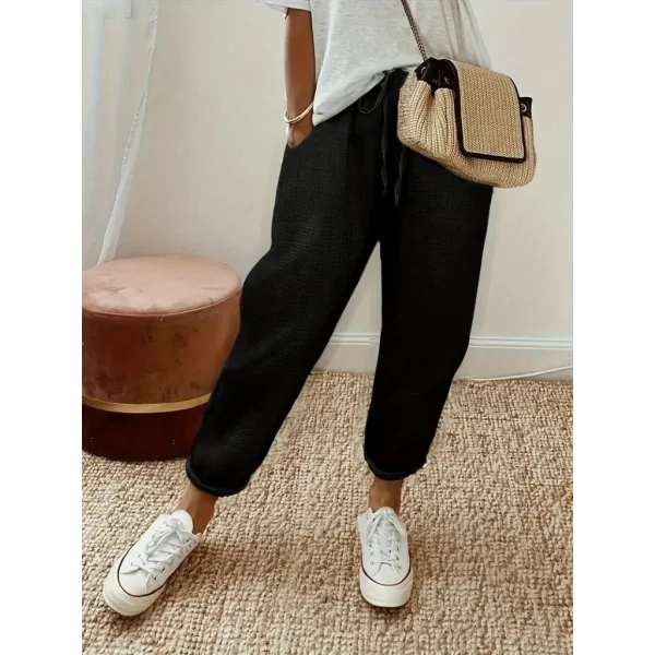 Kadın Yüksek Bel Lastikli Belde Bağcık Detaylı Aerobin Pantolon