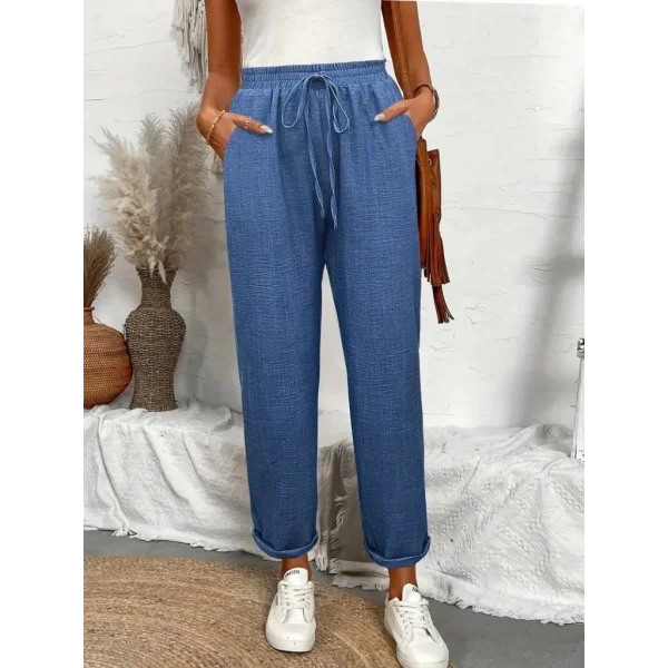 Kadın Yüksek Bel Lastikli Belde Bağcık Detaylı Aerobin Pantolon