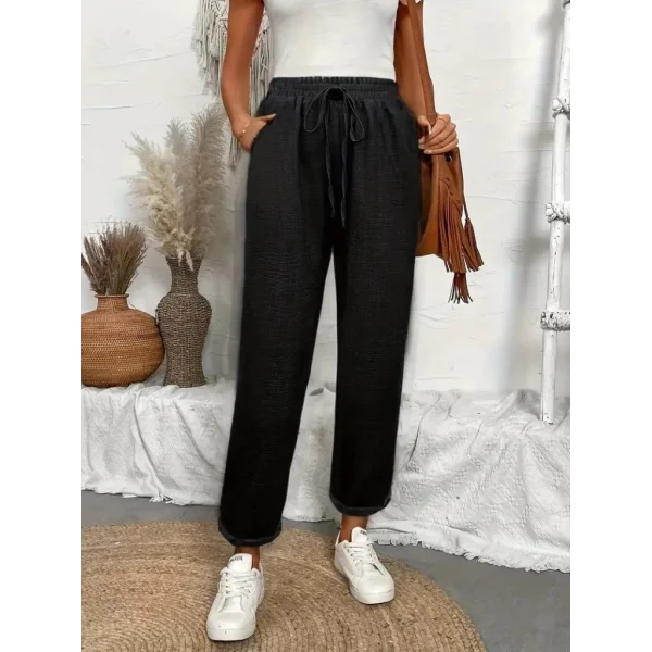 Kadın Yüksek Bel Lastikli Belde Bağcık Detaylı Aerobin Pantolon