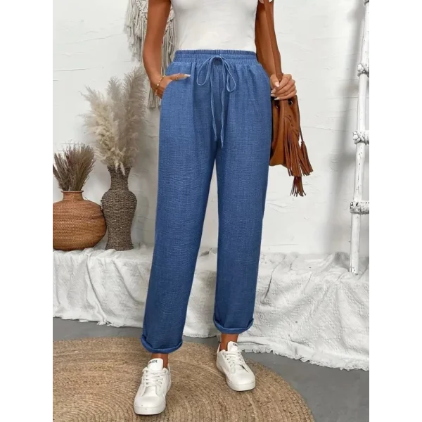 Kadın Yüksek Bel Lastikli Belde Bağcık Detaylı Aerobin Pantolon