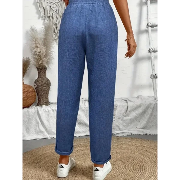 Kadın Yüksek Bel Lastikli Belde Bağcık Detaylı Aerobin Pantolon