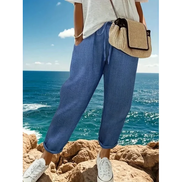 Kadın Yüksek Bel Lastikli Belde Bağcık Detaylı Aerobin Pantolon