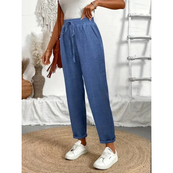 Kadın Yüksek Bel Lastikli Belde Bağcık Detaylı Aerobin Pantolon