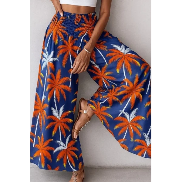 Kadın Yüksek Bel Lastikli Desenli Süprem Pantolon