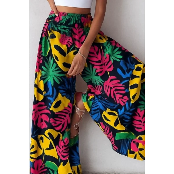 Kadın Yüksek Bel Lastikli Desenli Süprem Pantolon