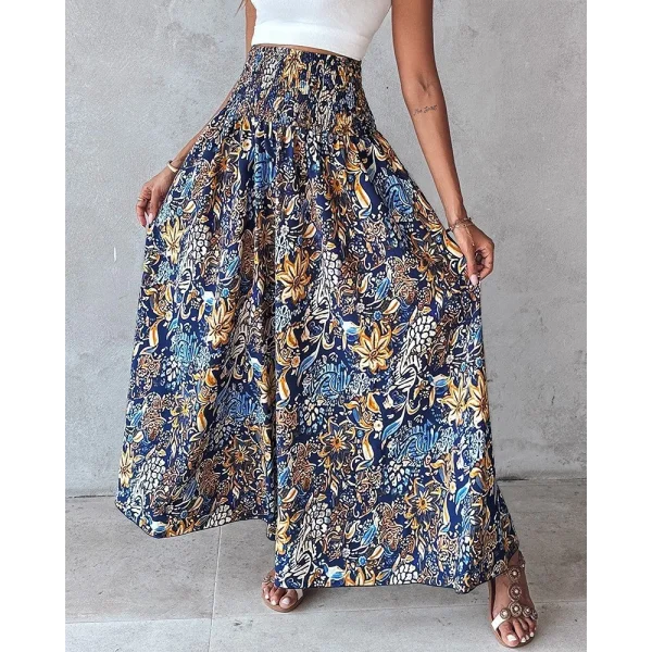 Kadın Yüksek Bel Lastikli Desenli Süprem Pantolon