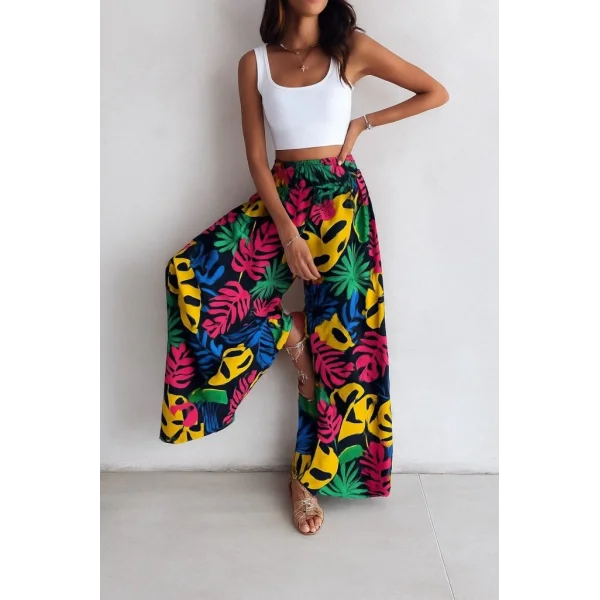 Kadın Yüksek Bel Lastikli Desenli Süprem Pantolon