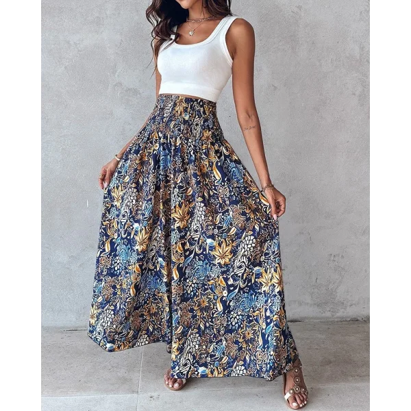 Kadın Yüksek Bel Lastikli Desenli Süprem Pantolon