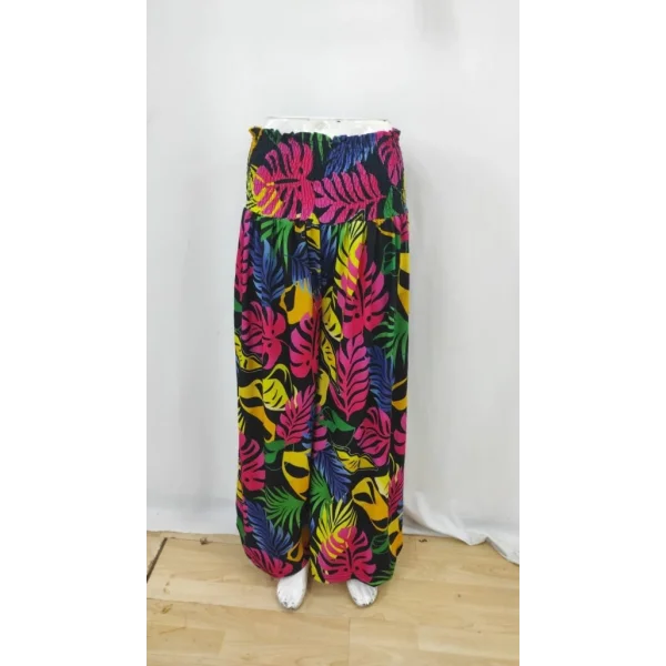 Kadın Yüksek Bel Lastikli Desenli Süprem Pantolon