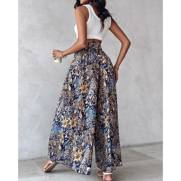 Kadın Yüksek Bel Lastikli Desenli Süprem Pantolon