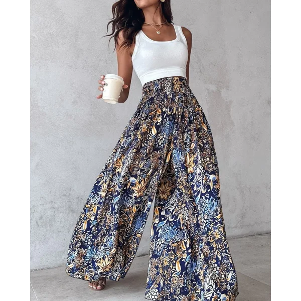 Kadın Yüksek Bel Lastikli Desenli Süprem Pantolon