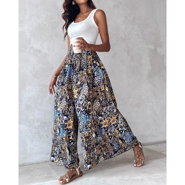 Kadın Yüksek Bel Lastikli Desenli Süprem Pantolon