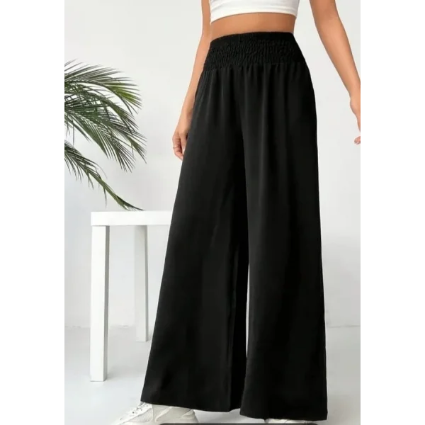 Kadın Yüksek Bel Lastikli Ithal Krep Pantolon