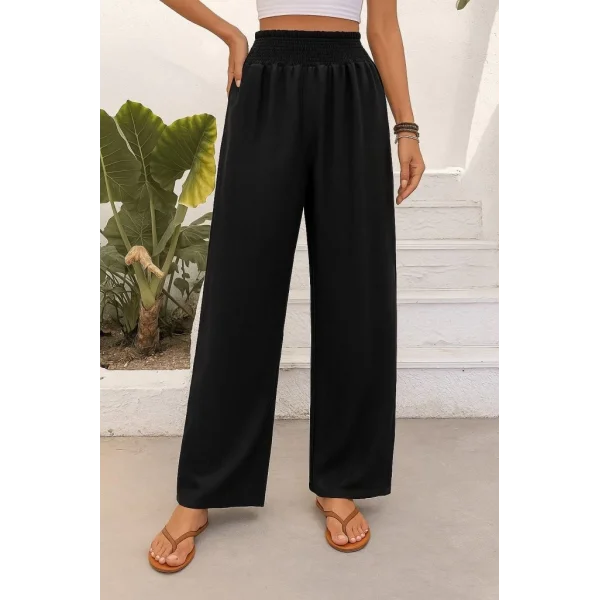 Kadın Yüksek Bel Lastikli Ithal Krep Pantolon