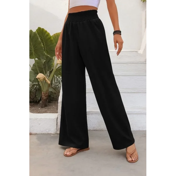 Kadın Yüksek Bel Lastikli Ithal Krep Pantolon