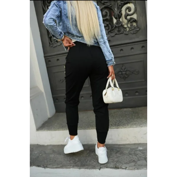 Kadın Yüksek Bel Lastikli Yanlardan Düğmeli Viskon Iki Iplik Pantolon