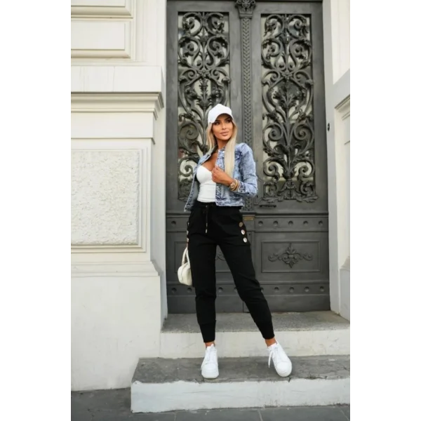 Kadın Yüksek Bel Lastikli Yanlardan Düğmeli Viskon Iki Iplik Pantolon