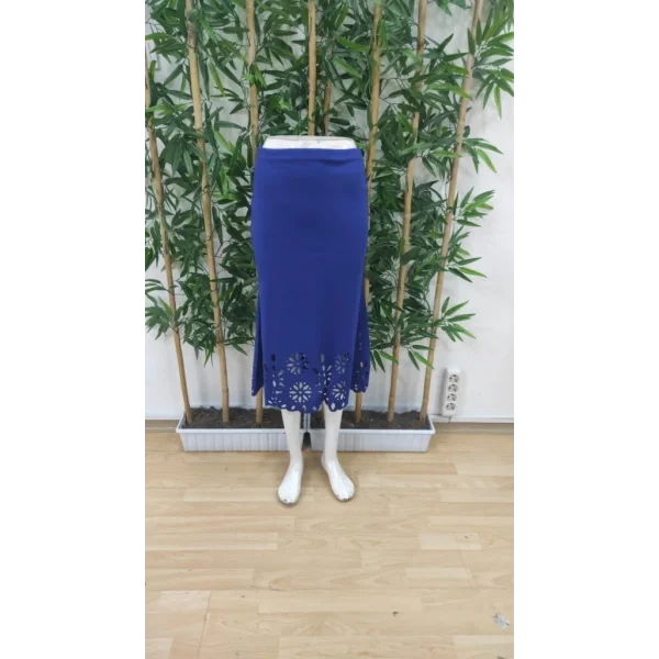 Kadın Yüksek Bel Lazer Kesim Detaylı Midi Ithal Krep Etek