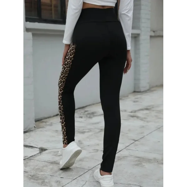 Kadın Yüksek Bel Leopar Desen Ve Cep Detaylı Dalgıç Tayt