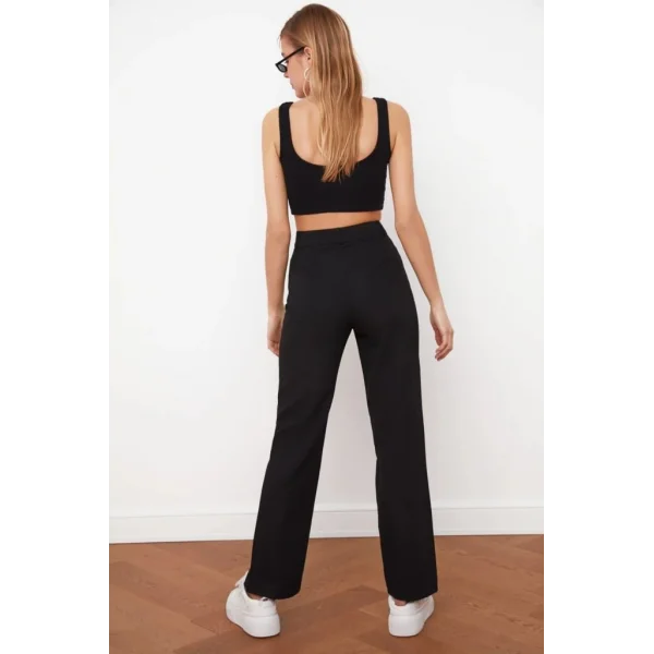 Kadın Yüksek Bel Nervurlu Ithal Krep Pantolon