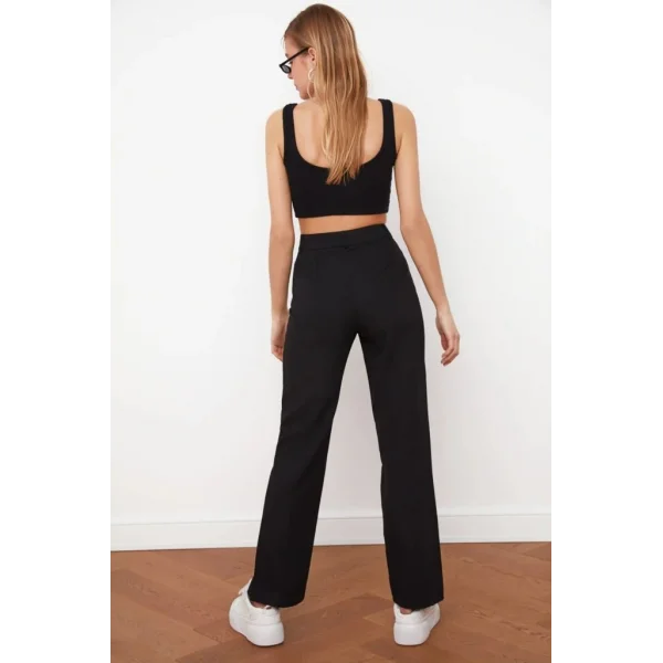 Kadın Yüksek Bel Nervurlu Ithal Krep Pantolon