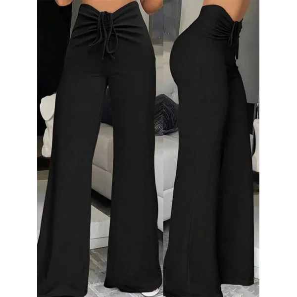 Kadın Yüksek Bel önden Büzgülü Ispanyol Ithal Krep Pantolon