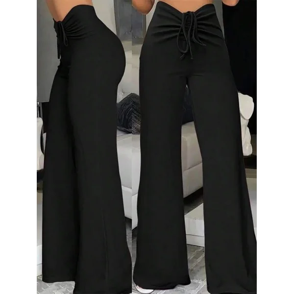 Kadın Yüksek Bel önden Büzgülü Ispanyol Ithal Krep Pantolon