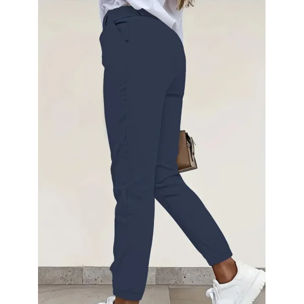 Kadın Yüksek Bel önden Düğmeli Cepli Bilek Lastik Detay Atlas Pantolon